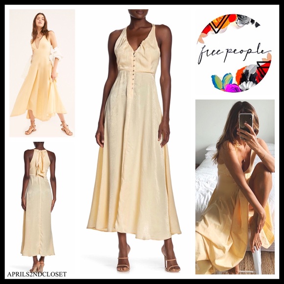FREE PEOPLE BOHO FLOWY V-NECK MAXI SUN DRESS A2C - Picture 8 of 14
